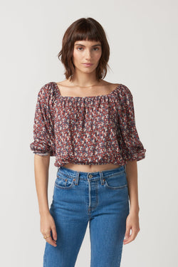Zelle Red Ditsy Top